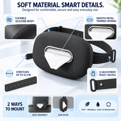 🚗 50% OFF Car Headrest Tissue Box Holder – Soft Silicone, Easy Reach & Washable