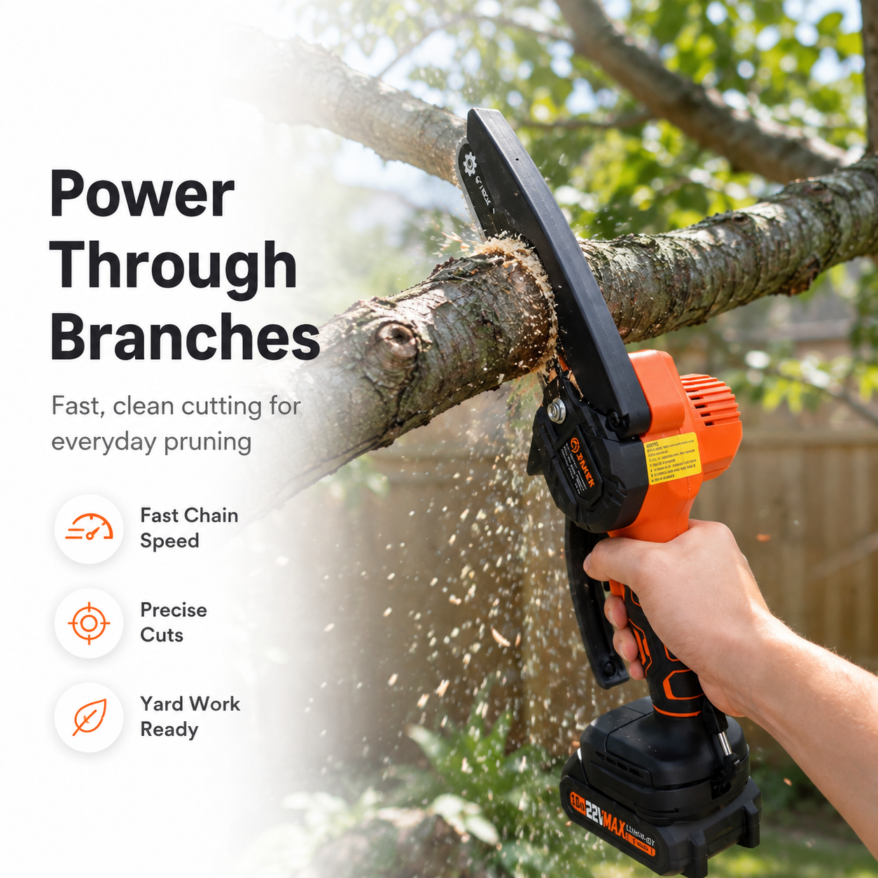 🌿 Cordless Mini Chainsaw – One-Hand Electric Pruning Saw for Branches & Yard Work