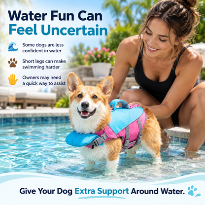 Dog Life Vest – Adjustable Flotation Support for Swimming & Boating
