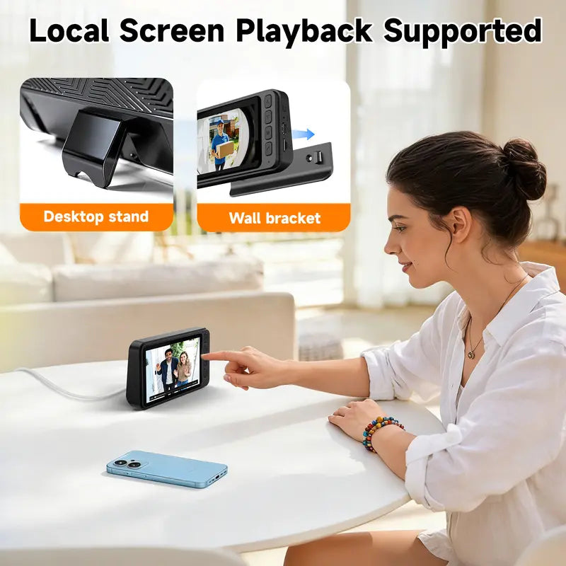 🔔 1080P Wireless Video Doorbell with Monitor – No WiFi, No App, No Subscription