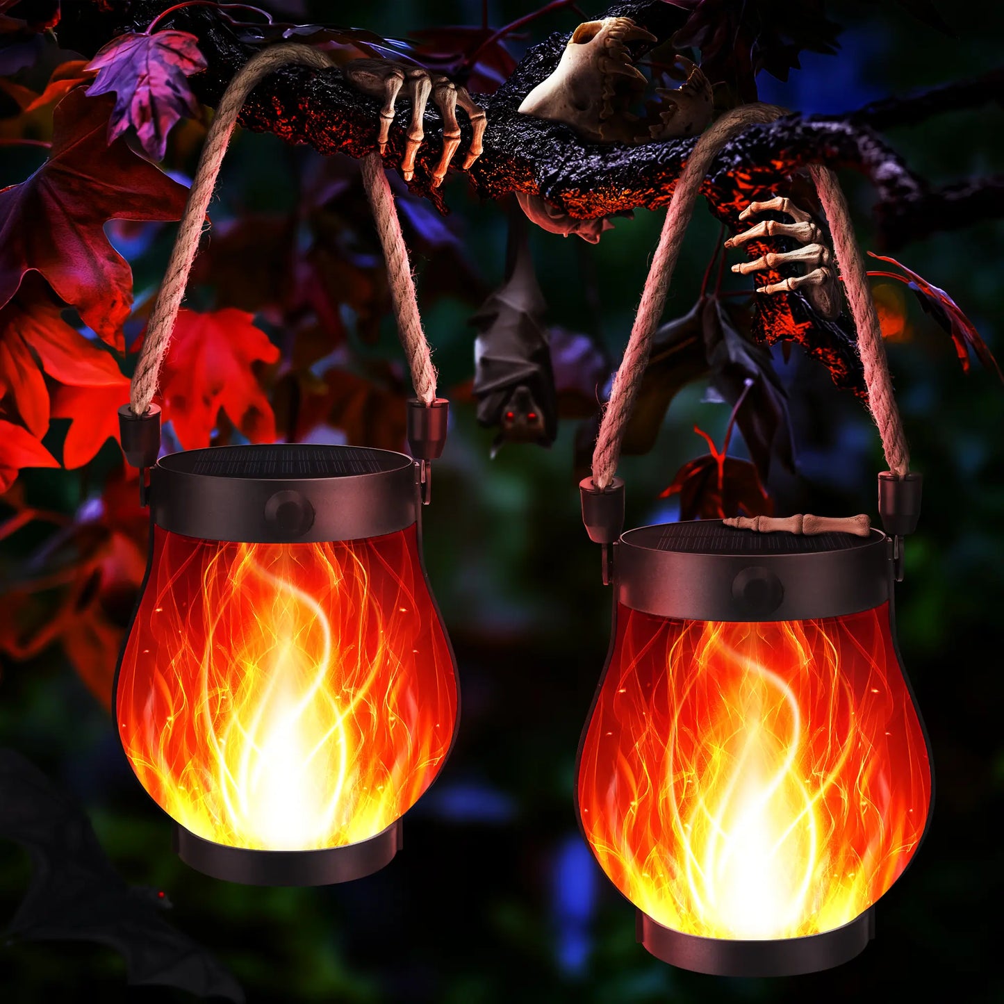 🎃2-Pack – Solar Flickering Flame Lanterns