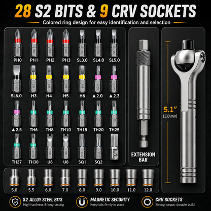 40 in 1 Ratchet Screwdriver Set, 60-Tooth Magnetic Ratcheting Screwdriver Set with 180° Rotating Ratchet Head