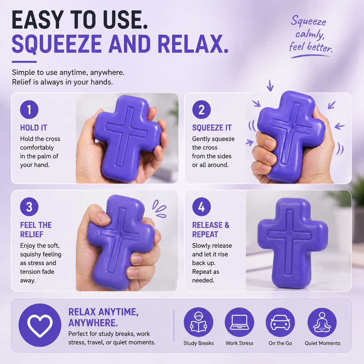 ✝️ Faith-Inspired Cross Squishy – Soft, Odor-Free & Satisfying Squeeze Toy