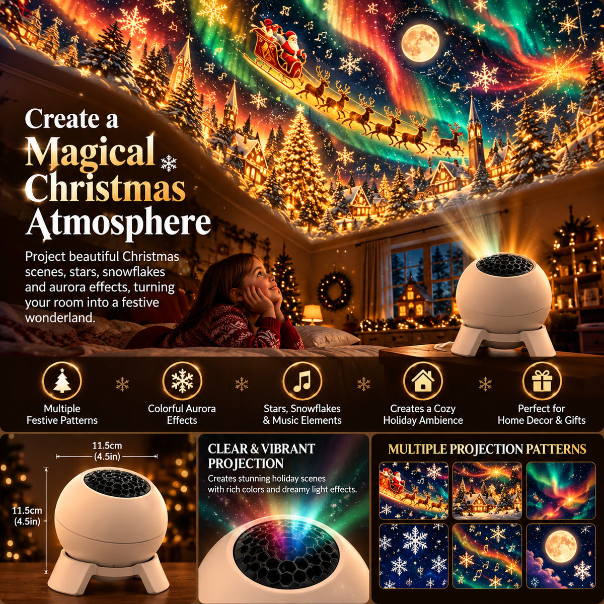 🎄 Magical Christmas Scene Projector – Transform Your Room into a Holiday Wonderland ✨