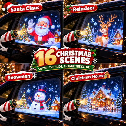 🎄 16-Scene Christmas Car Window Projector — 1 Projector + 16 Interchangeable Slides