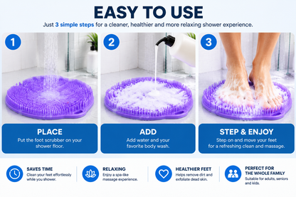 🦶 Hands-Free Shower Foot Scrubber Mat – Deep Clean & Massage Your Feet While You Shower