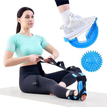 Foot &amp; Calf Stretching Kit-Foot Rocker, Stretching Strap &amp; Spiky Massage Ball-Effective Pain Relief for Plantar Fasciiti