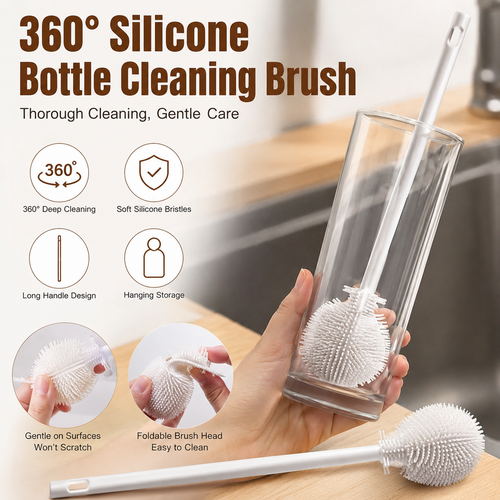 360° Flexible Silicone Bottle Brush – Deep Clean Every Corner with Ease 🧼
