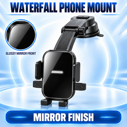 🚗 Vacuum Suction Waterfall Car Phone Mount – Foldable Multi-Angle One-Hand Lock