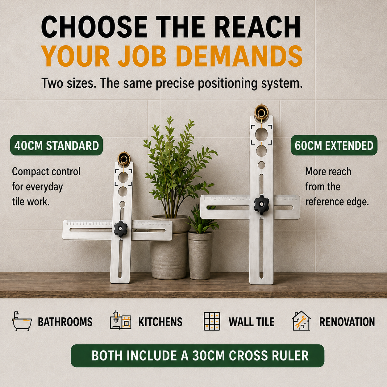 Stainless Steel Tile Positioning Ruler – Adjustable Drill Guide & Measuring Tool for Ceramic, Marble & Wall Tile