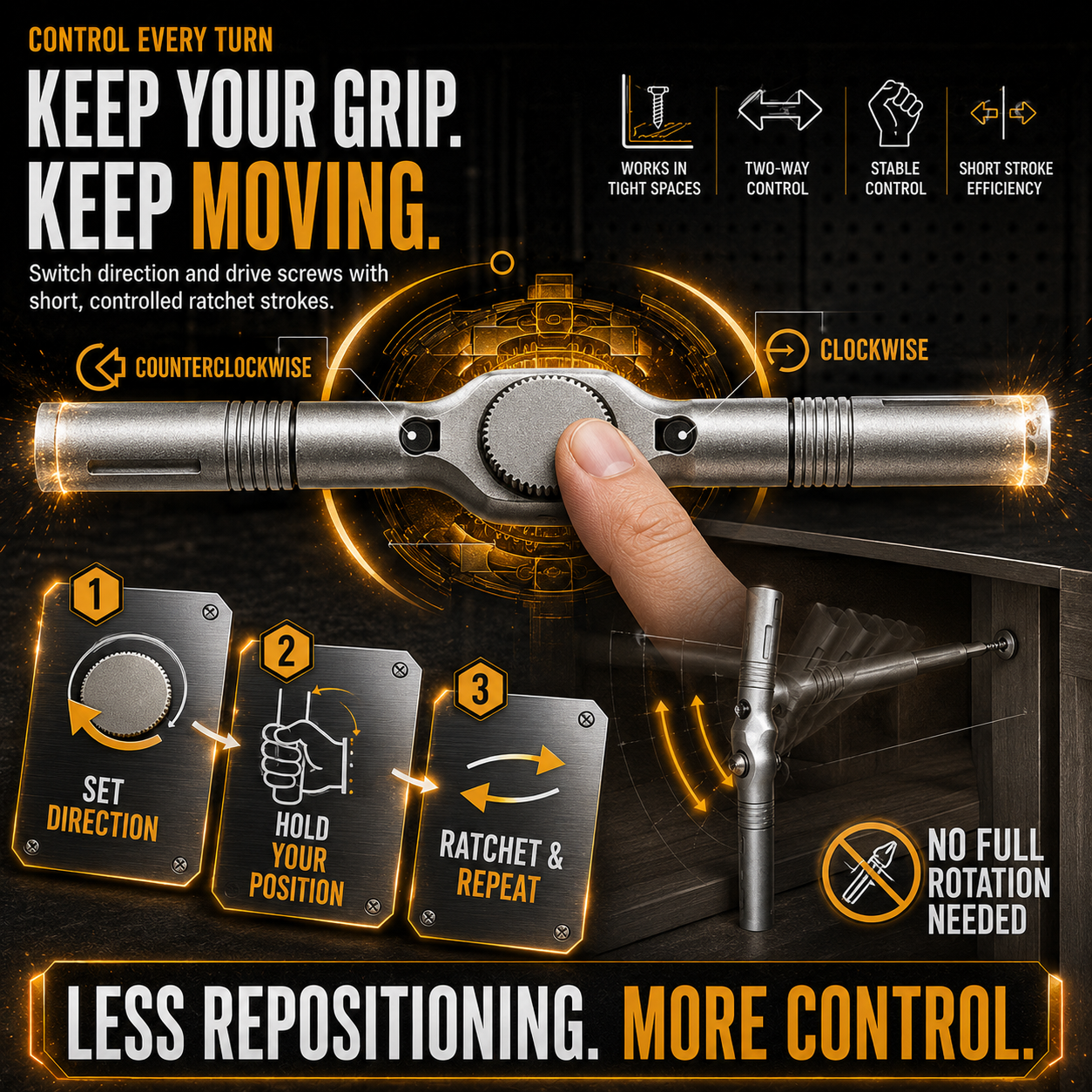 🔧 38-Bit 3-in-1 Adjustable Ratcheting Screwdriver Set for Tight Spaces