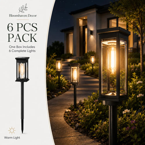 ☀️ SALE | 6-Pack Solar Pathway Lights Outdoor – IP65 Waterproof Warm White Garden Lights