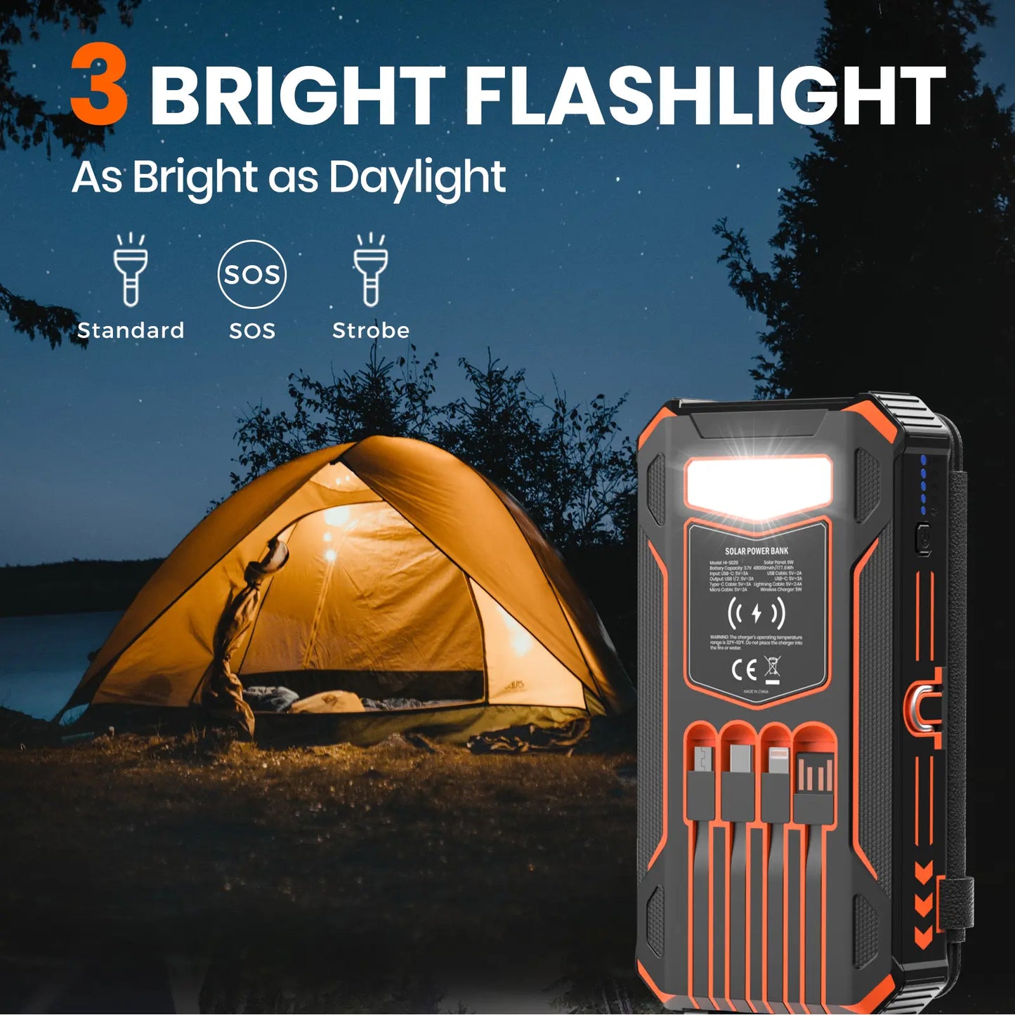 🔋 48000mAh Solar Power Bank – Wireless Portable Charger