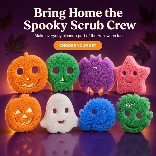 🎃 Halloween Spooky Scrub Sponge Set – Cute Kitchen Cleaning Sponges 👻