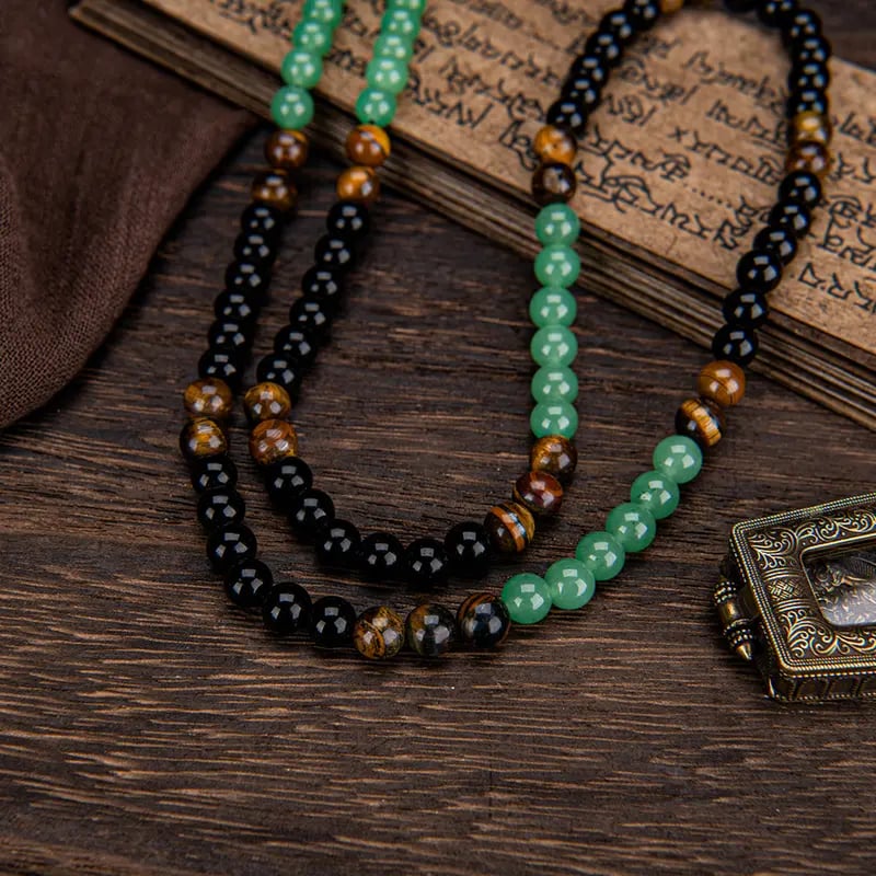 ✨Money Attraction Necklace With GreenAventurine & Tiger Eye Pendant Healing Crystal Stone
