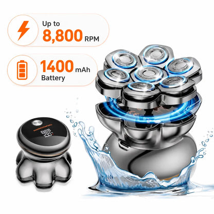 🪒 7D Electric Head Shaver for Men | Wet & Dry Rotary Razor