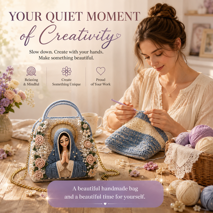 🧶 Dreamy 3D Crochet Handbag DIY Kit – Create Your Own Floral Pearl Purs