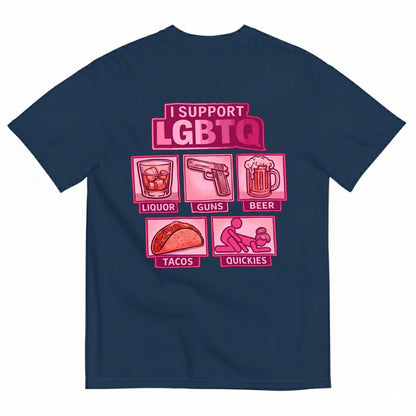 Bold Statement Graphic Tee – I Support LGBTQ Humor Streetwear T-Shirt