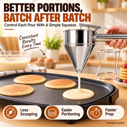 🥞 1.2L Easy-Squeeze Batter & Sauce Dispenser with Stand
