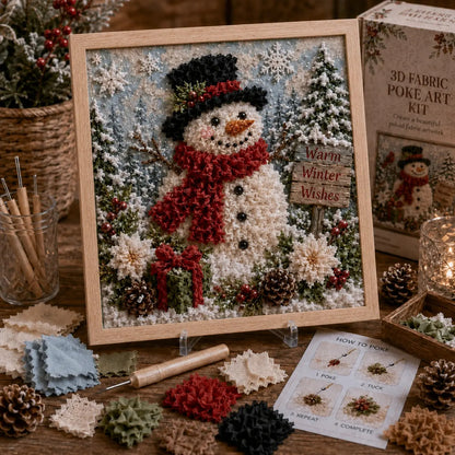 ⛄ CHRISTMAS SPECIAL | DIY Snowman Fabric Poke Art Kit – Handmade 3D Holiday Decoration Craft Set