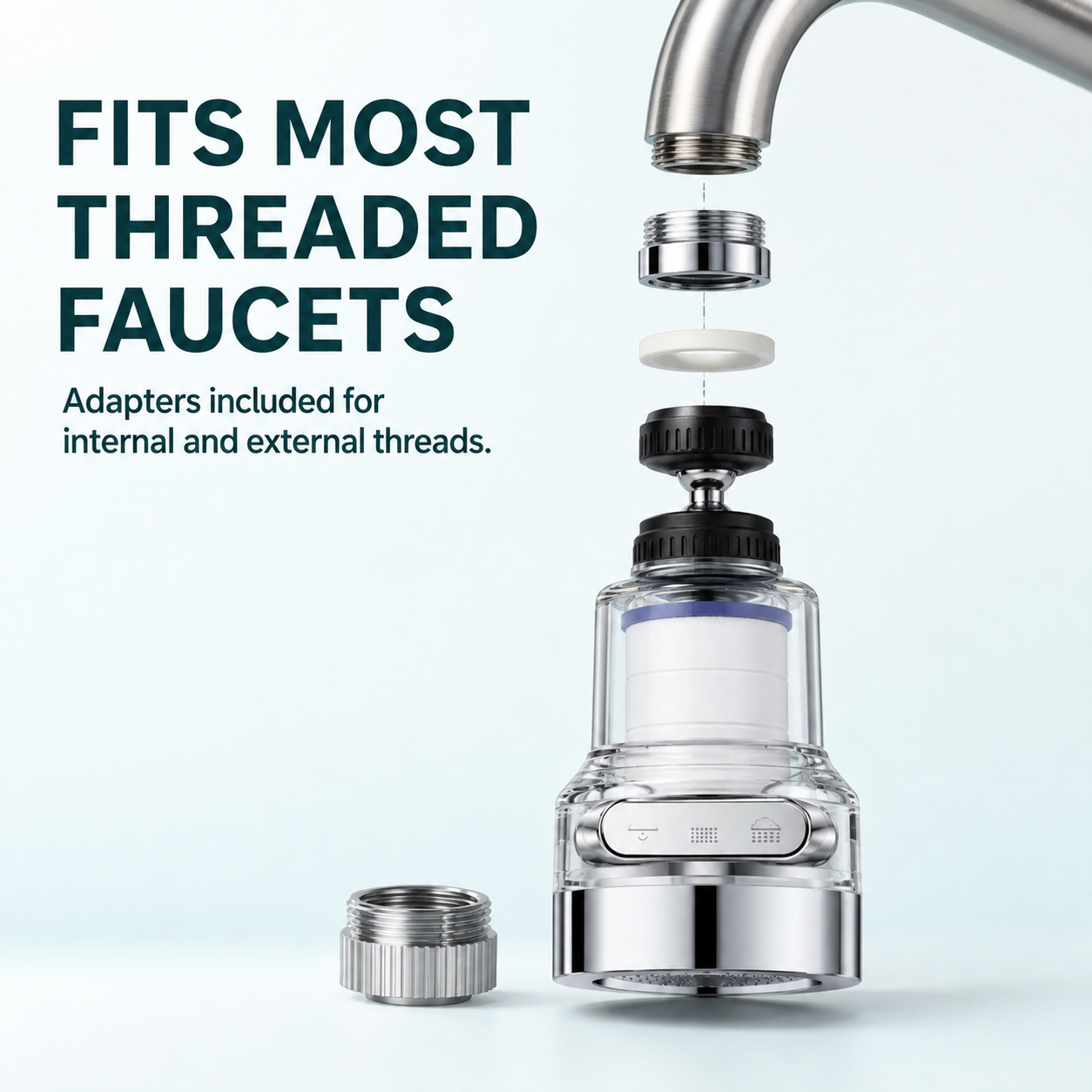 🚿 3-Mode 360° Rotating Faucet Filter Sprayer – 10 Filters Included
