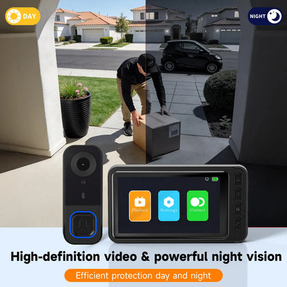 🔔 1080P Wireless Video Doorbell with Monitor – No WiFi, No App, No Subscription