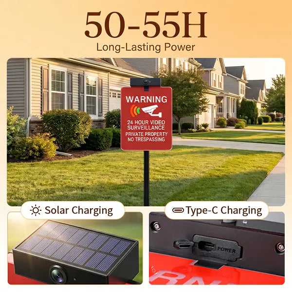 🔥 LAST DAY 30% OFF | Solar LED No Trespassing Security Sign – Rechargeable Outdoor Warning Sign with Stake