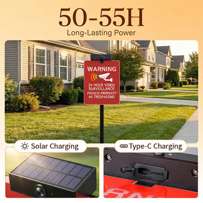 🔥 LAST DAY 30% OFF | Solar LED No Trespassing Security Sign – Rechargeable Outdoor Warning Sign with Stake