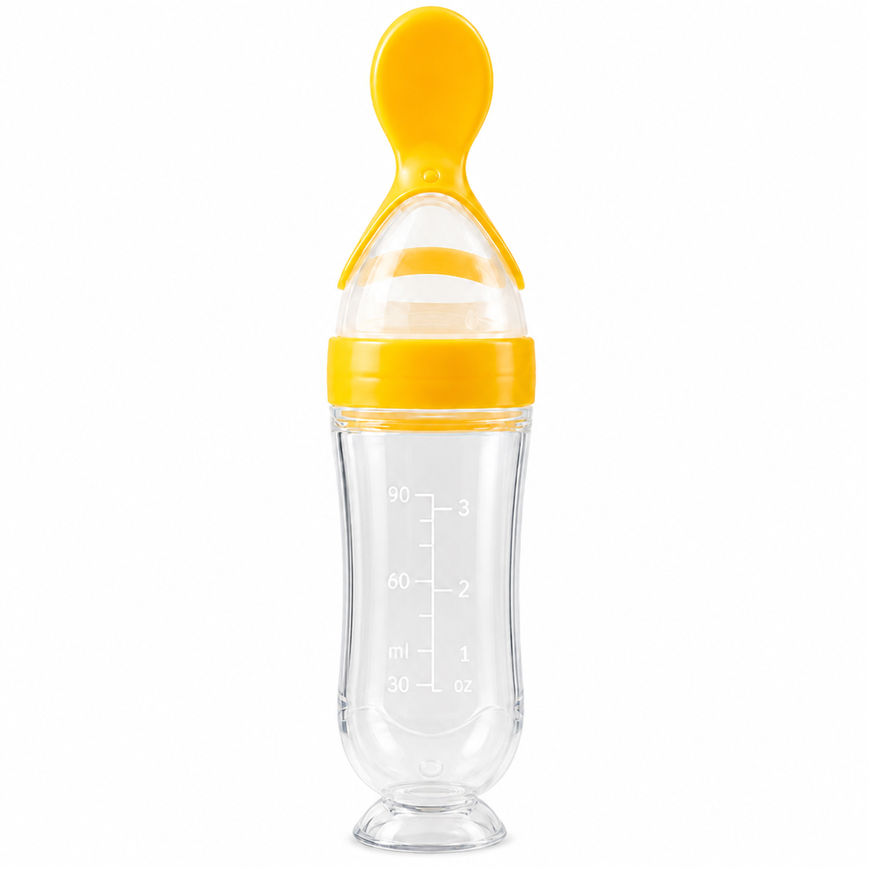 👶 90ml Baby Food Squeeze Feeder – One-Hand Feeding Spoon with Suction Base