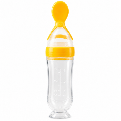 👶 90ml Baby Food Squeeze Feeder – One-Hand Feeding Spoon with Suction Base