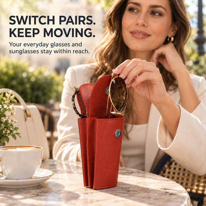 👓 Foldable Dual Glasses Case – Carry Two Pairs Without Two Bulky Cases