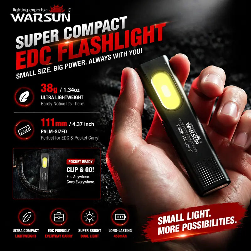 🔦 6-Mode Pocket EDC Flashlight — Magnetic Base, Side Light & USB-C Rechargeable