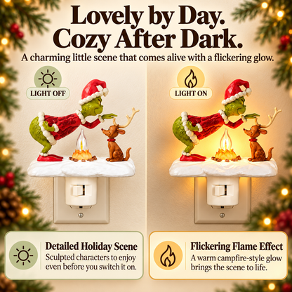 Flickering Campfire Plug-In Night Light – 7 Charming Holiday Designs