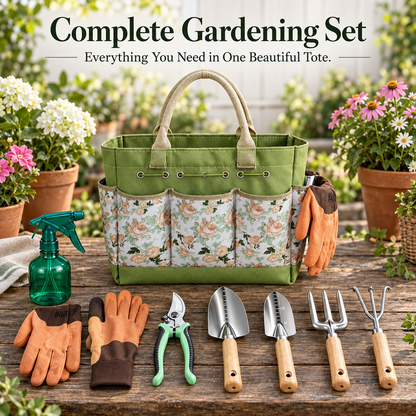 Bloom & Grow Floral Gardening Gift Set with Tool Tote