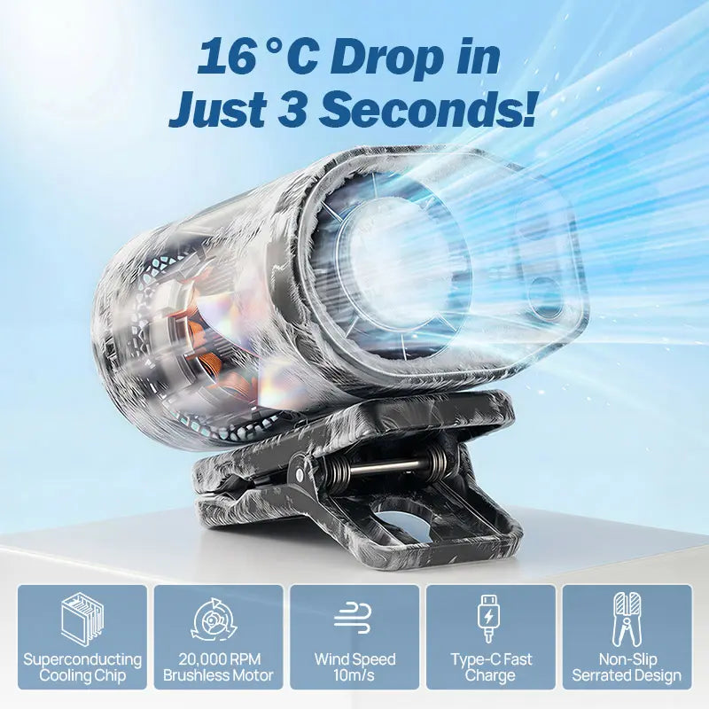 2026 Car Clip On Fan with LED Display