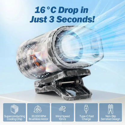2026 Car Clip On Fan with LED Display