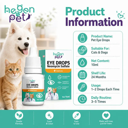 🐾 Hegen Pet Neomycin Sulfate Eye Drops – 10ml Eye Care for Dogs & Cats