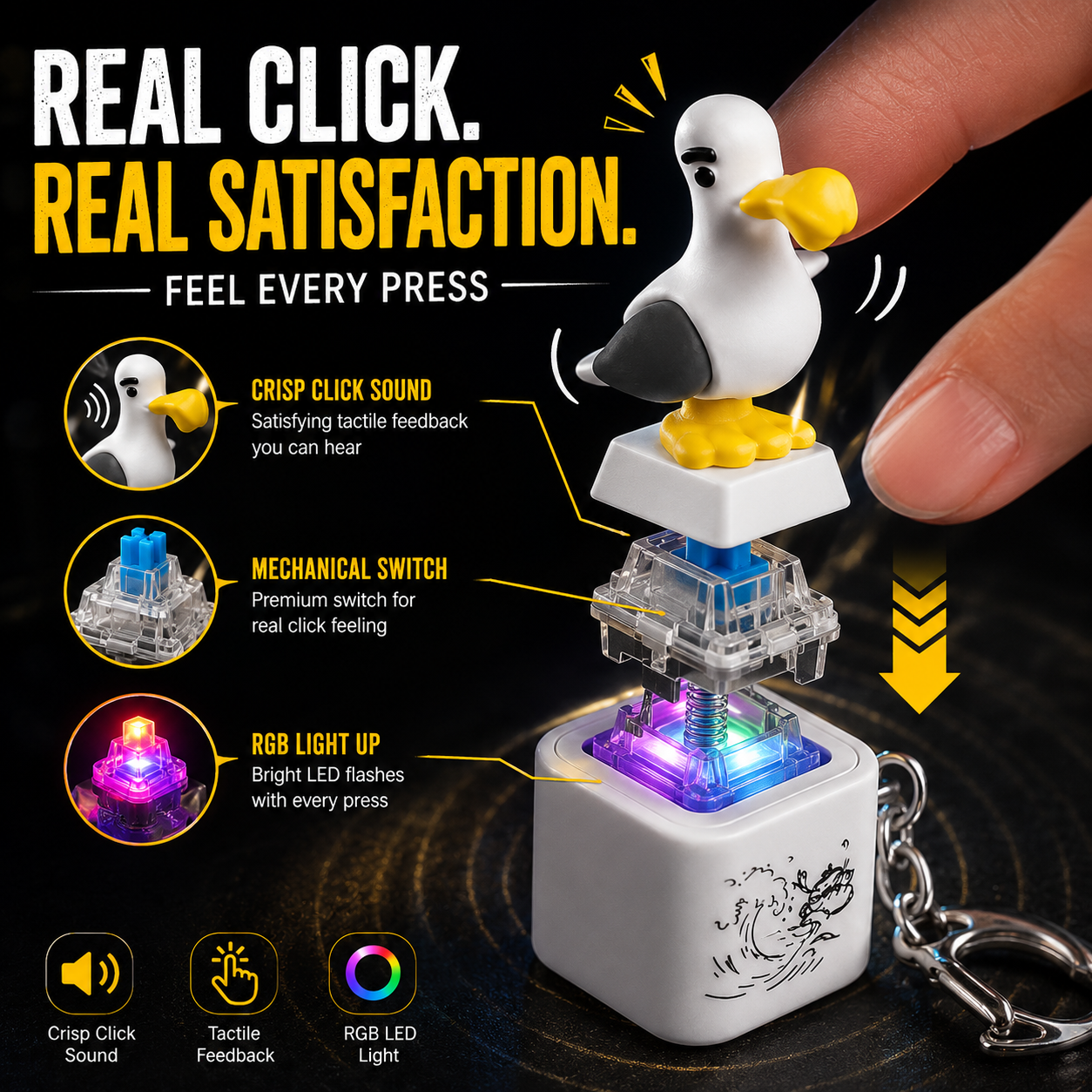 Funny Click Bird™ RGB Light Keychain