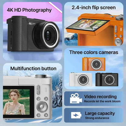 4K Flip-Screen Vlogging Camera with Built-In Ring Light – 32GB Bundle