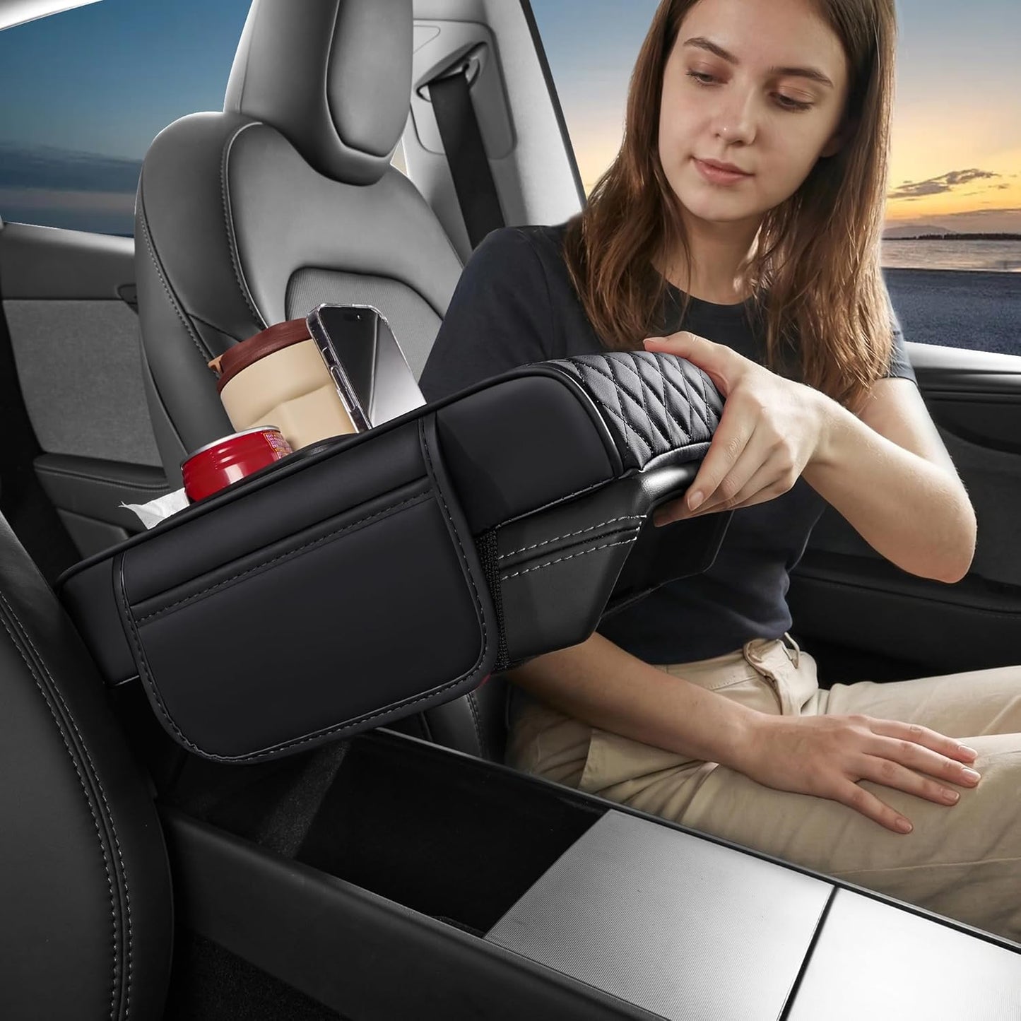Car Center Console Armrest Organizer | 5-in-1 Storage Cover