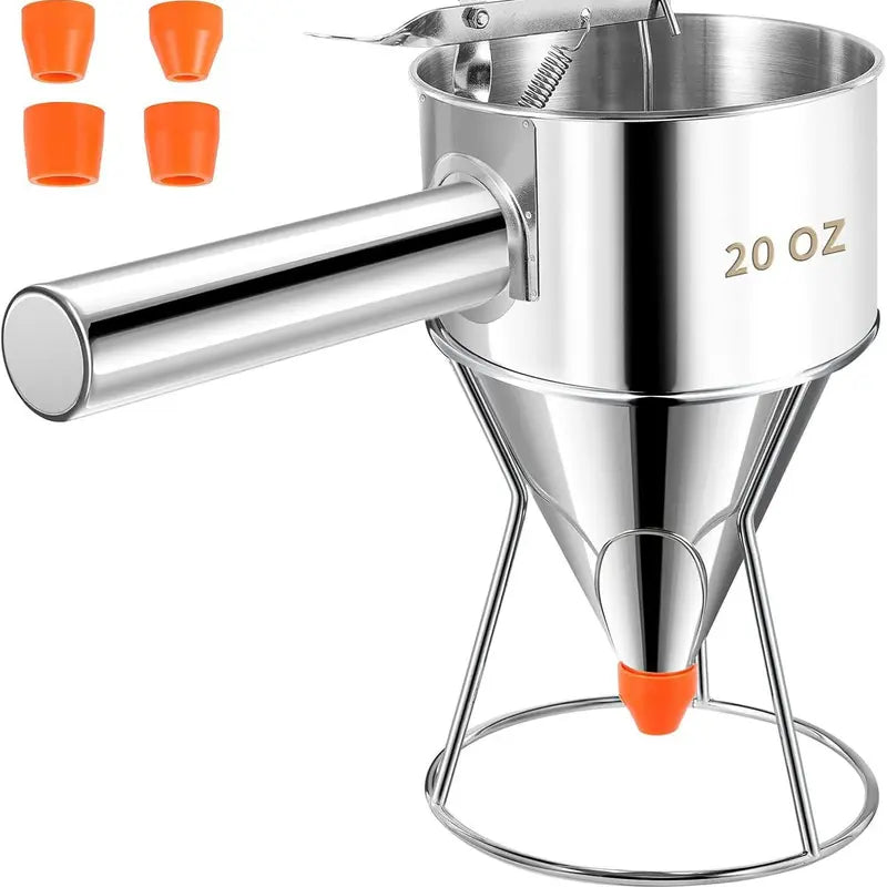 🥞 Easy-Squeeze Stainless Steel Batter Dispenser – Perfect Portions, Less Mess