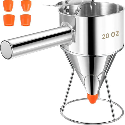 🥞 Easy-Squeeze Stainless Steel Batter Dispenser – Perfect Portions, Less Mess