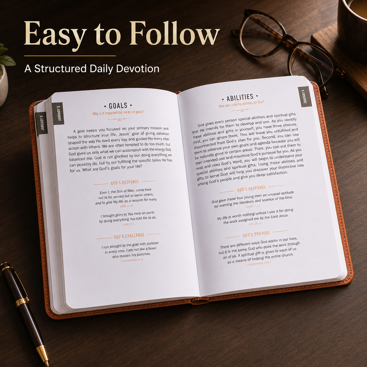 One Minute with God for Men – 365 Days Daily Devotional, Brown Faux Leather Flexcover, Christian Gift for Men, Bible Prayer Journal for Dad Husband Father, Portable Pocket Size