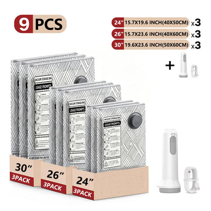 ✈️ Vacuum Compression Storage Bags Set – Pack More, Travel Lighter & Save Closet Space