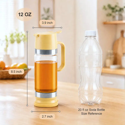 🍯 12 oz No-Drip Honey & Syrup Dispenser with Base – One-Hand Press-to-Pour Server