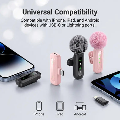 🎙️ Wireless Dual Lavalier Microphone – Crystal-Clear Sound Anywhere