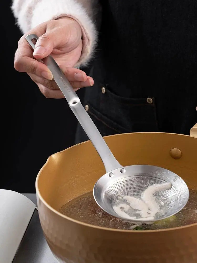 🍲 Fine Mesh Stainless Steel Skimmer Spoon – Remove Oil, Foam & Food Particles Easily