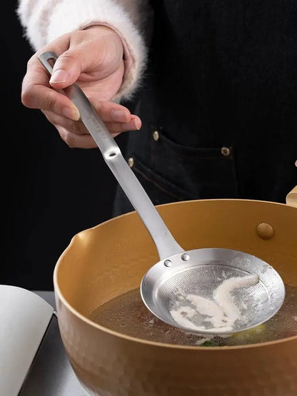 🍲 Fine Mesh Stainless Steel Skimmer Spoon – Remove Oil, Foam & Food Particles Easily