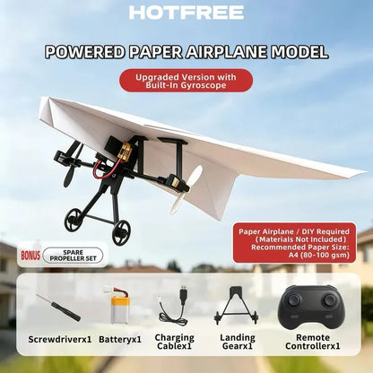 RC Paper Airplane Kit, Remote Control Plane with Gyro Stabilizer & Dual Propellers, DIY Foldable Flying Toy, Easy-to-Fly STEM Toy, Birthday Gift for Kids Boys & Adults