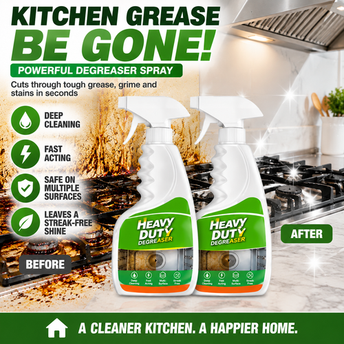 🧽 Heavy Duty Kitchen Degreaser Spray – Powerful Grease Remover For Stove, Oven, Cabinets & Multiple Surfaces
